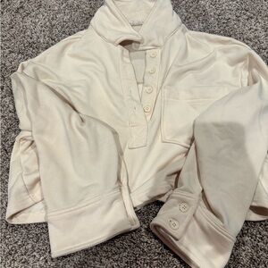 Cream Button-Up Crop Top